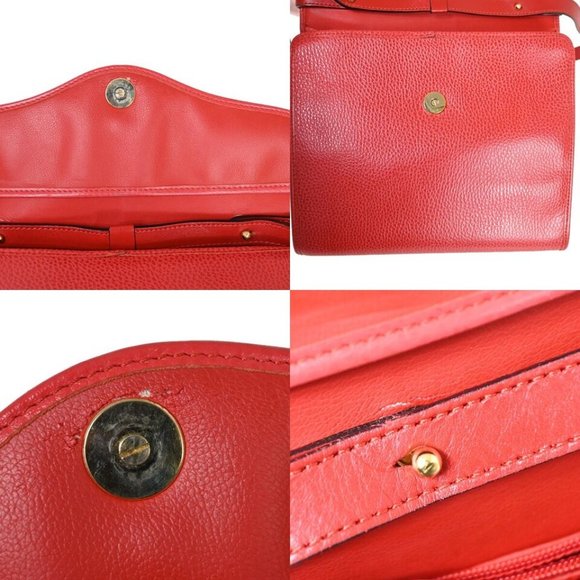 (D393) CHRISTIAN DIOR Logo 2Way Shoulder Hand Bag Leather Red - Picture 7 of 9